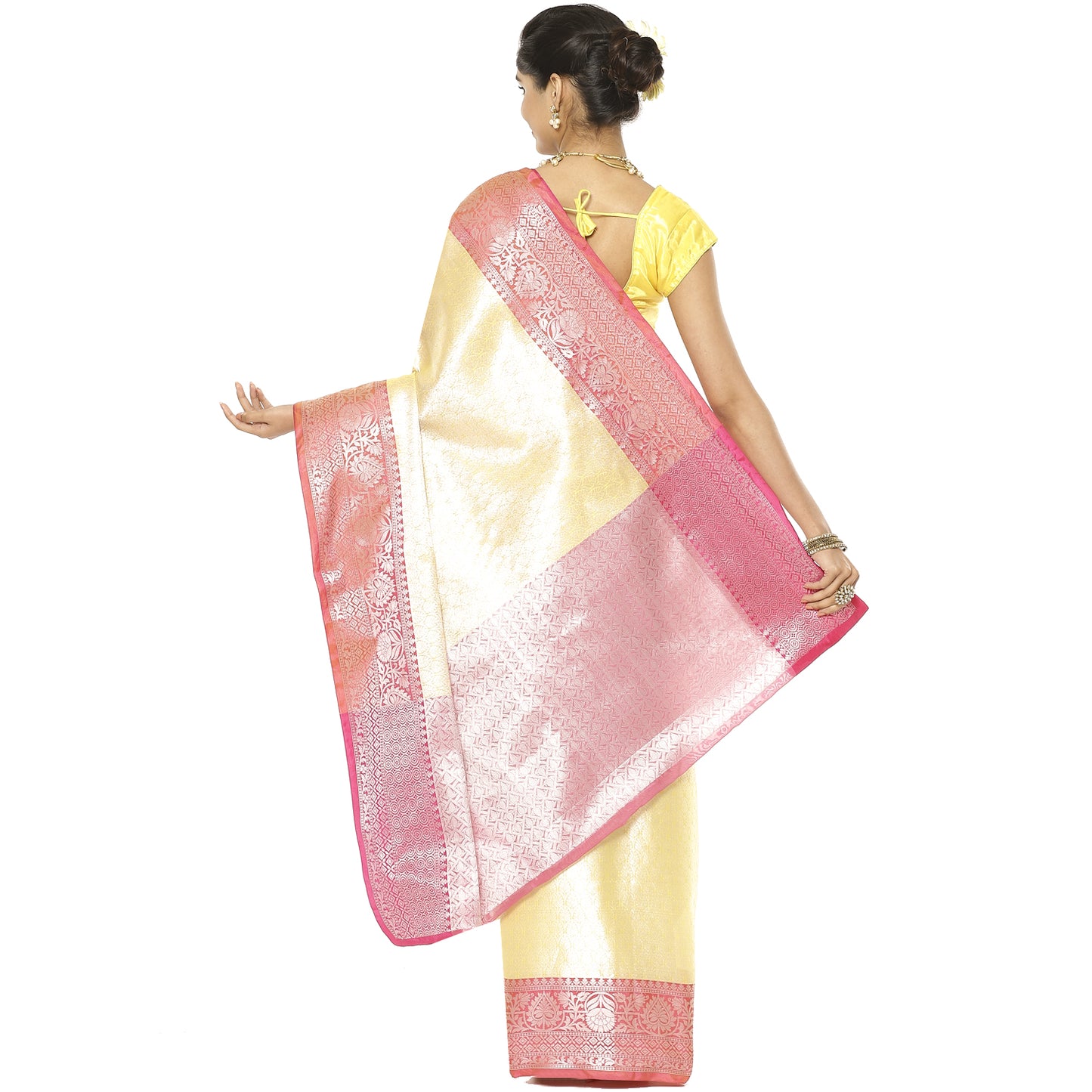 Gold Kanjeevaram Banarasi Sarees For Women GEMA27