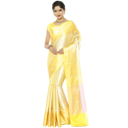 Gold Kanjeevaram Banarasi Sarees For Women GEMA30