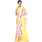 Faishana Presents Pink Silver Zari Kanchi Silk Tanchoi Brocade Contrast Gold Skirt Meena Border Banarasi Saree