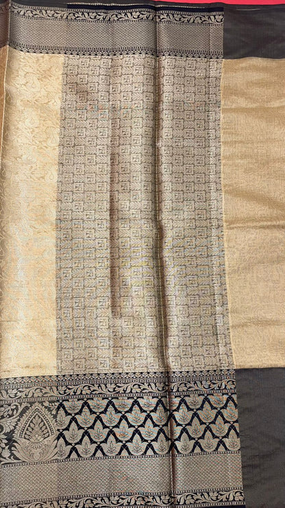 Beige Kanjeevaram Banarasi Sarees For Women GEMA35