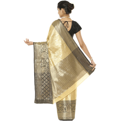 Beige Kanjeevaram Banarasi Sarees For Women GEMA35