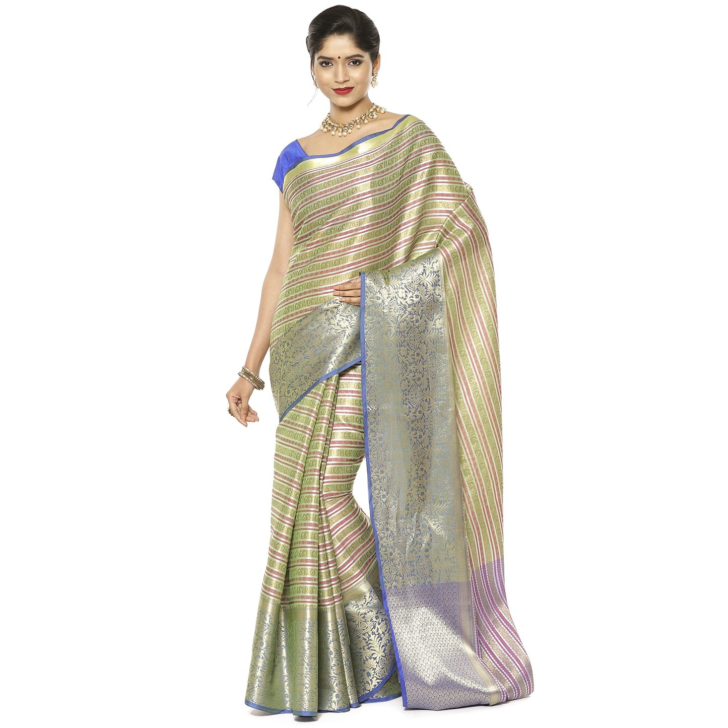 Green Kanjeevaram Banarasi Sarees For Women GEMA3