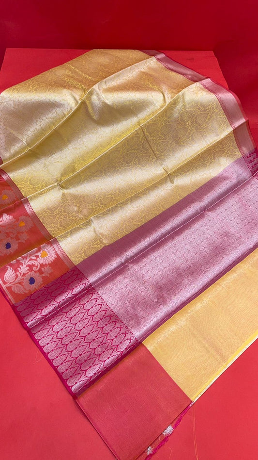 Yellow Kanjeevaram Banarasi Sarees For Women GEMA5