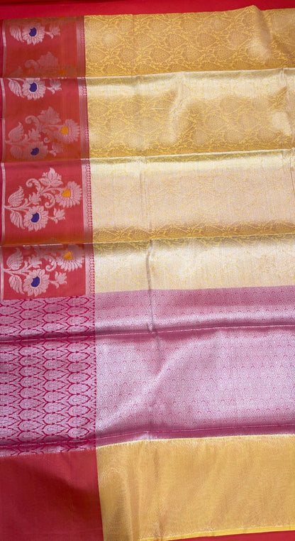 Yellow Kanjeevaram Banarasi Sarees For Women GEMA5