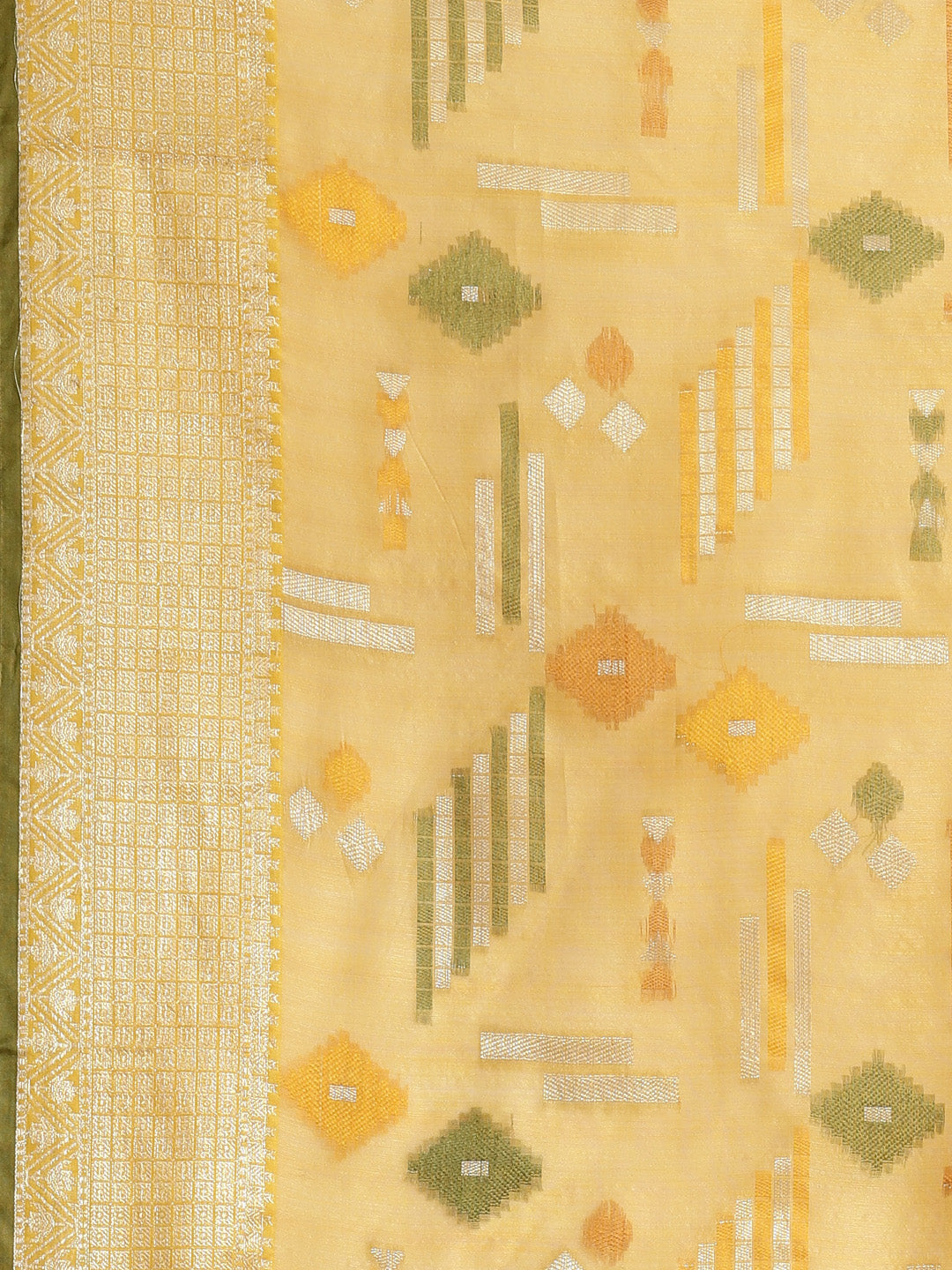 Yellow Mulberry Silk Blend Banarasi Sarees For Women GEMELBRSLK_20