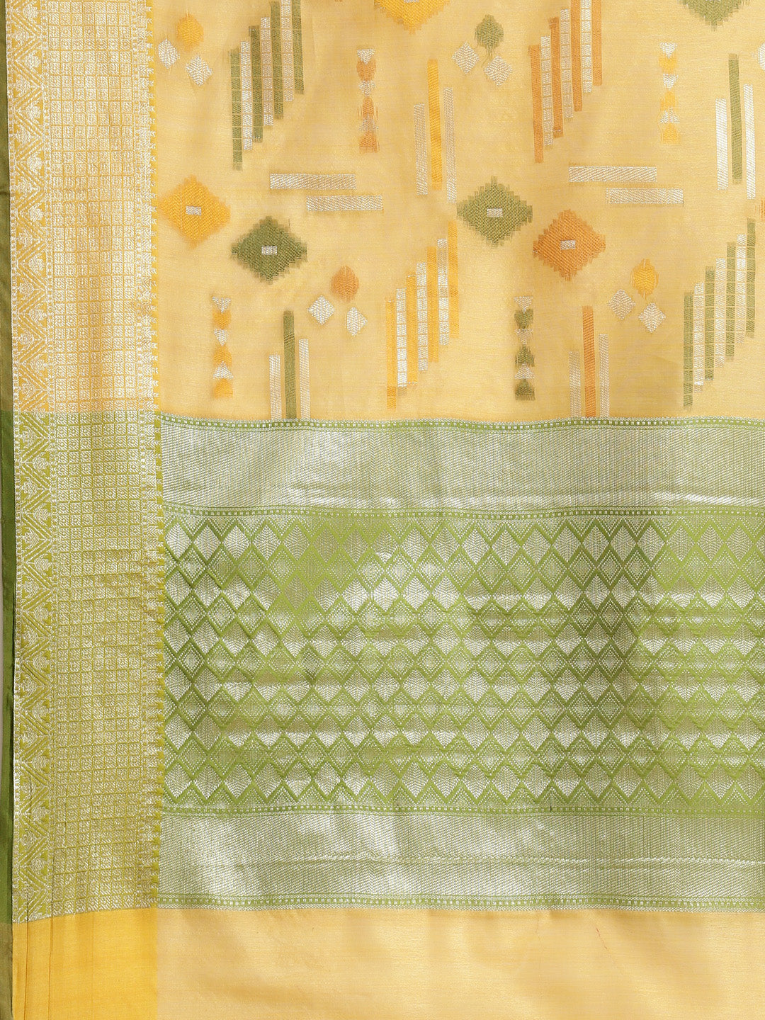 Yellow Mulberry Silk Blend Banarasi Sarees For Women GEMELBRSLK_20