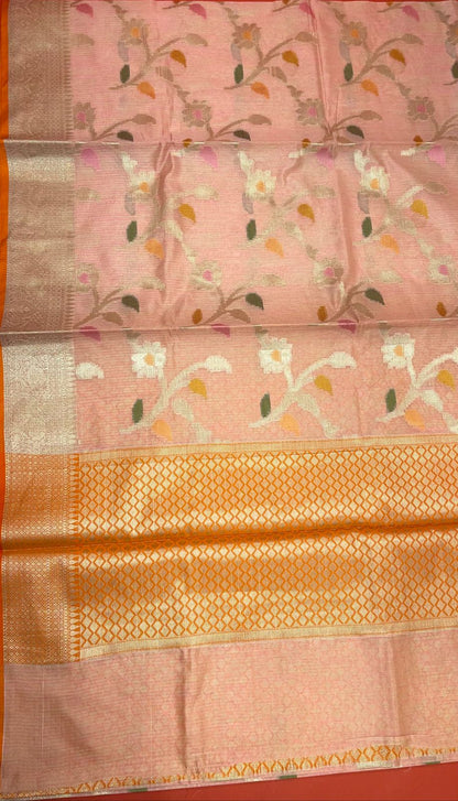 Pink Mulberry Silk Blend Banarasi Sarees For Women GEMELBRSLK_28