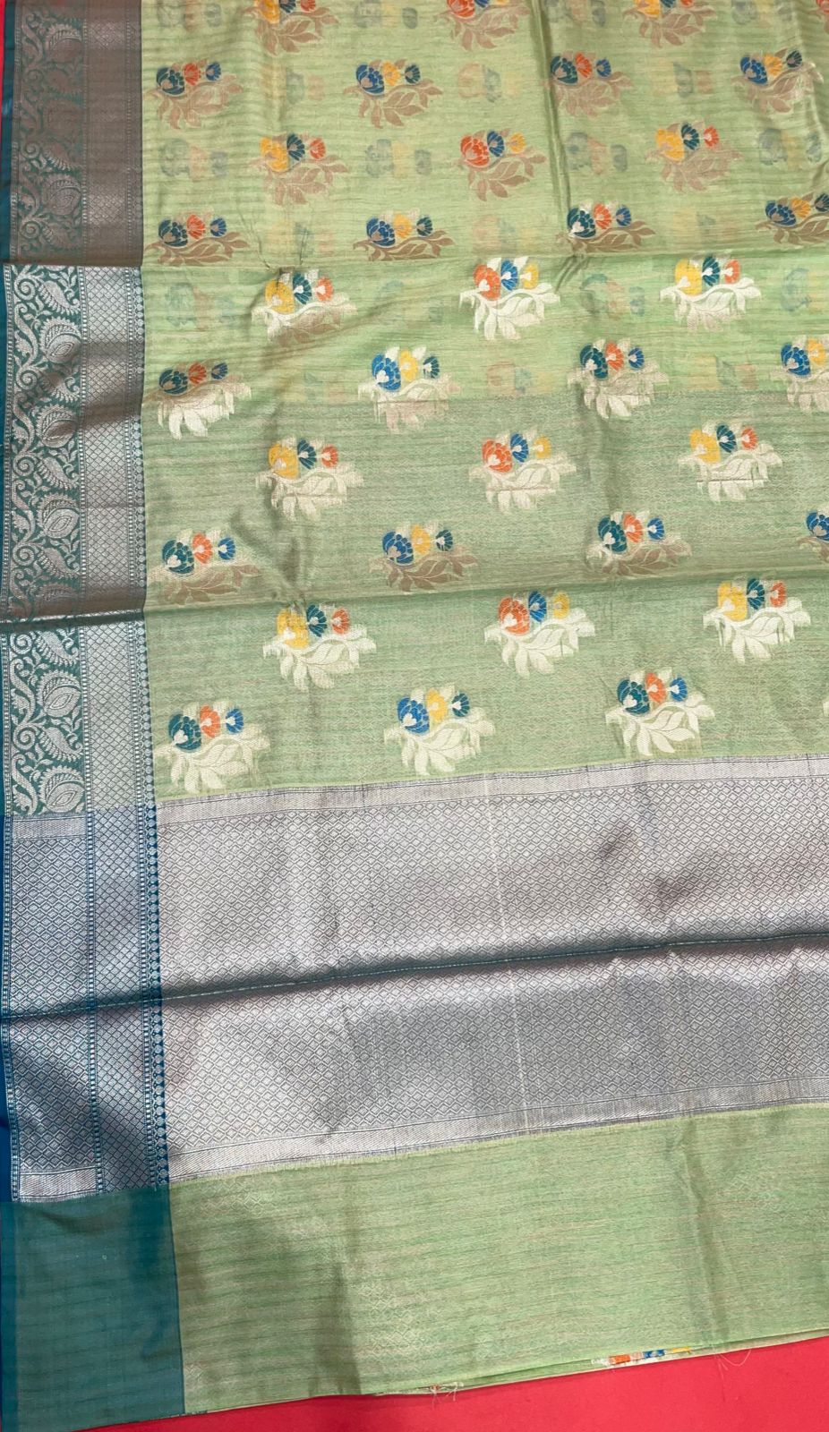 Green Mulberry Silk Blend Banarasi Sarees For Women GEMELBRSLK_38