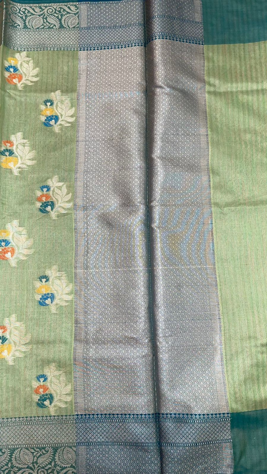 Green Mulberry Silk Blend Banarasi Sarees For Women GEMELBRSLK_38