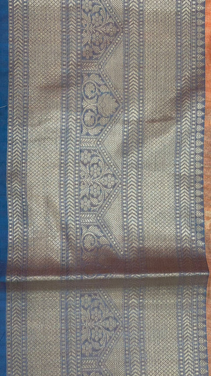 Peach Mulberry Silk Blend Banarasi Sarees For Women GEMELBRSLK_7
