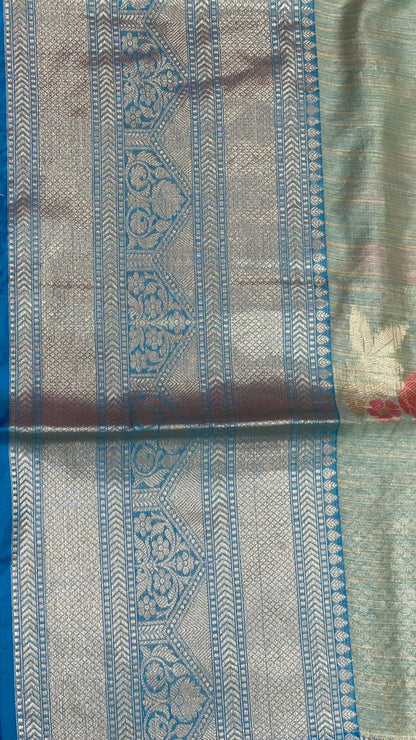 Green Mulberry Silk Blend Banarasi Sarees For Women GEMELBRSLK_8