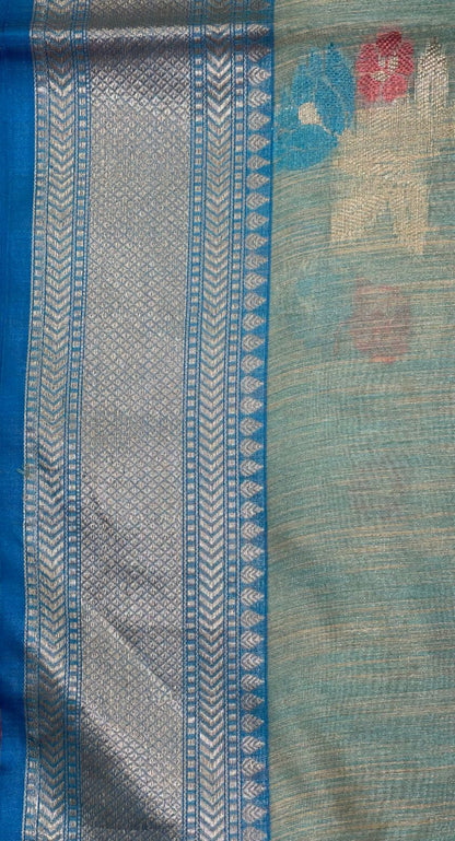 Green Mulberry Silk Blend Banarasi Sarees For Women GEMELBRSLK_8