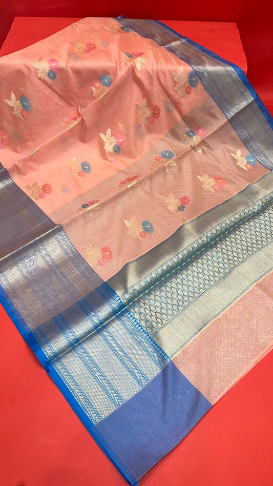 Pink Mulberry Silk Blend Banarasi Sarees For Women GEMELBRSLK_9