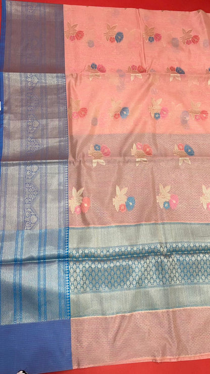Pink Mulberry Silk Blend Banarasi Sarees For Women GEMELBRSLK_9