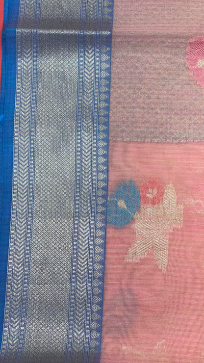 Pink Mulberry Silk Blend Banarasi Sarees For Women GEMELBRSLK_9