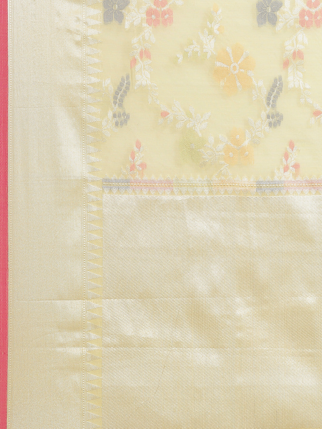 Faishana Presents Handwoven Yellow Masrise Cotton Tilfi Jaal Zari Border With Yellow  Blouse Banarasi Saree