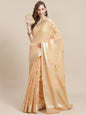 Faishana Presents Handwoven Beige Masrise Cotton Tilfi Boota Alfi Zari Border With Beige Blouse Banarasi Saree