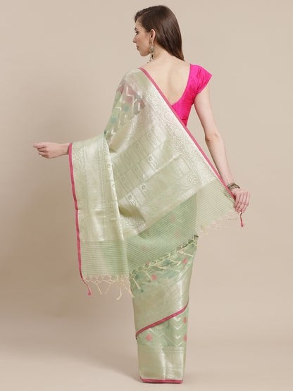 Green Mercerise Cotton Banarasi Sarees For Women GEMSWRCTN_152