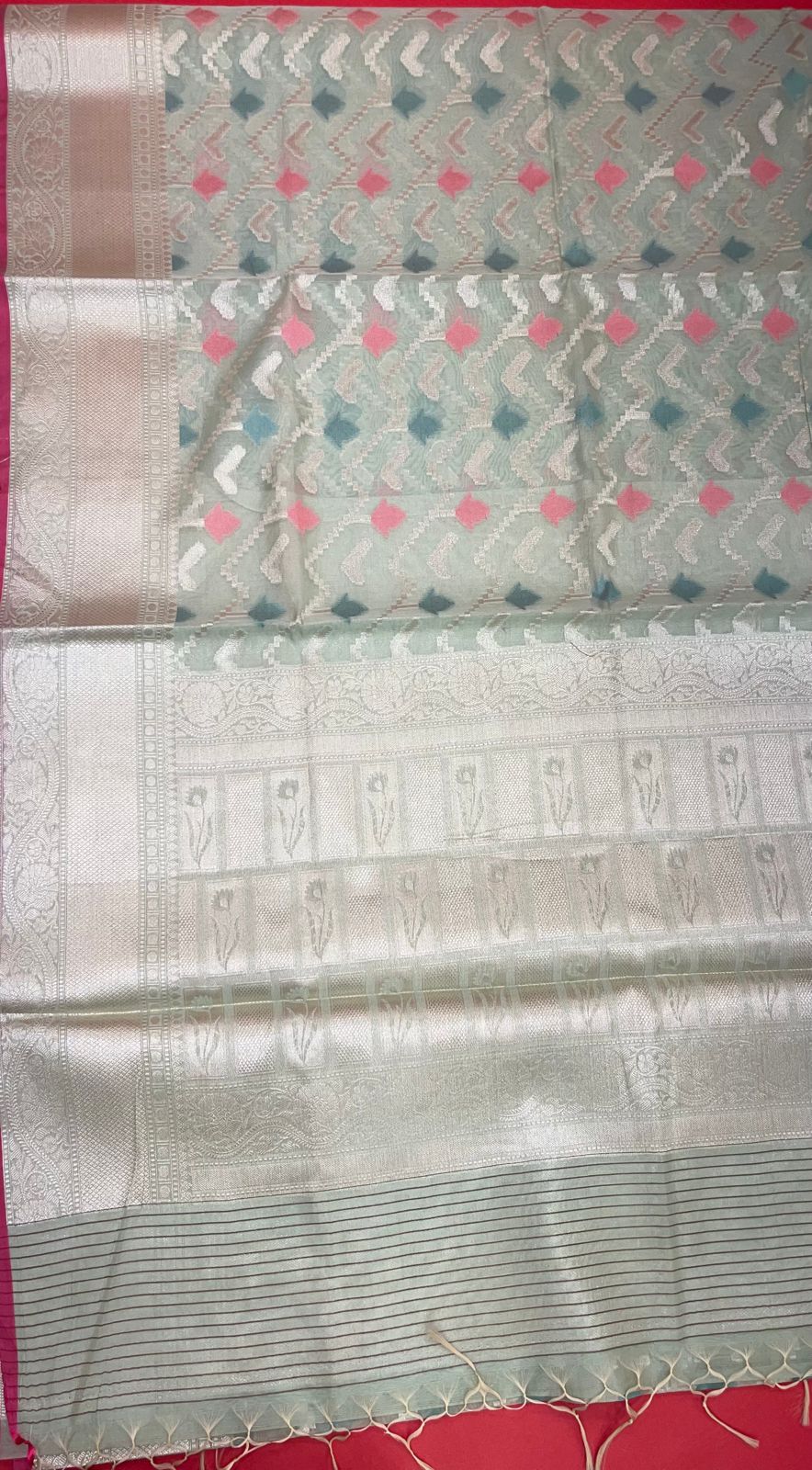Green Mercerise Cotton Banarasi Sarees For Women GEMSWRCTN_152