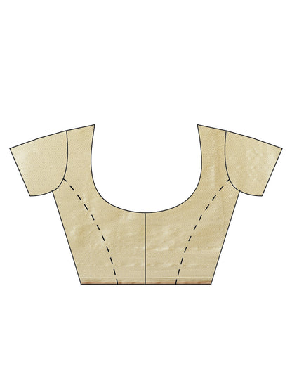 Faishana Presents Handwoven Beige Masrise Cotton Tilfi Boota Zari Border With Cheeku Color Blouse Banarasi Saree