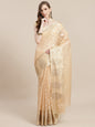 Faishana Presents Handwoven Peach Masrise Cotton Triangle Boota Skirt Border With Peach Blouse Banarasi Saree