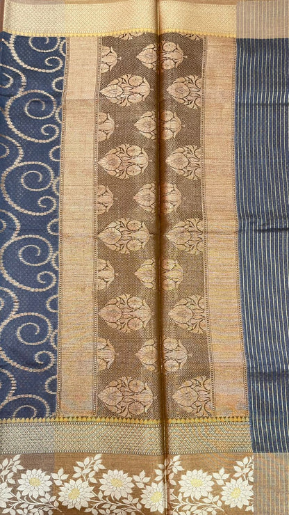 Grey Mercerise Cotton Banarasi Sarees For Women GEMSWRTCN_220