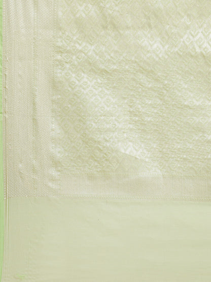 Faishana Presents Pistachio Masrise Cotton Tilfi Zari Border With Pistachio Blouse Banarasi Saree