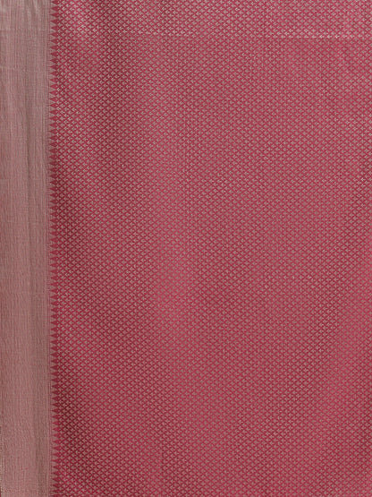 Faishana Presents Handwoven Navy Blue Masrise Cotton Tilfi Jaal  Zari Border With Saree With Magenta Blouse Banarasi Saree
