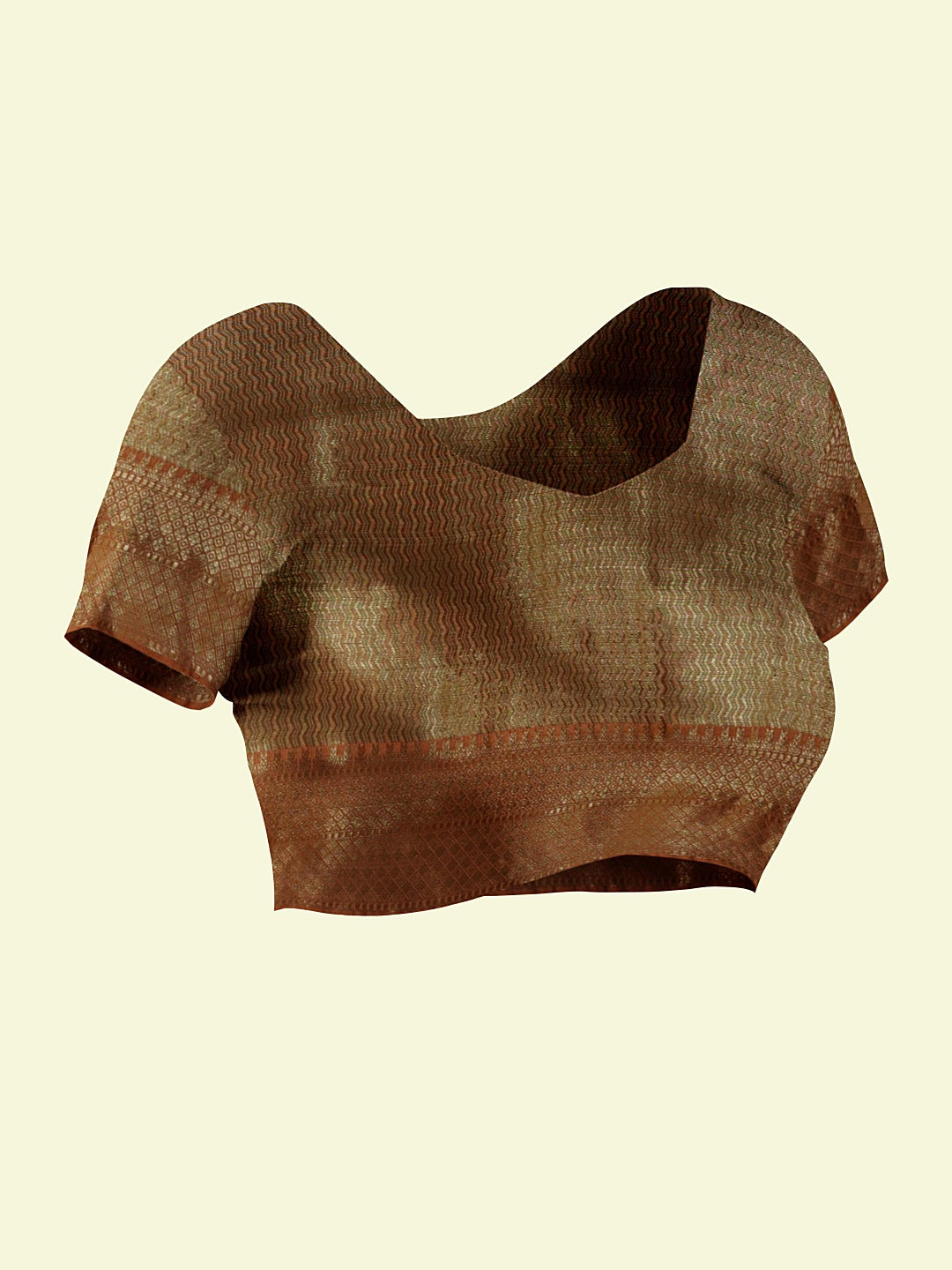 Faishana Presents Woven Peach Matka Silk Tilfi Jaal Zari Border With Brown Blouse Banarasi Saree