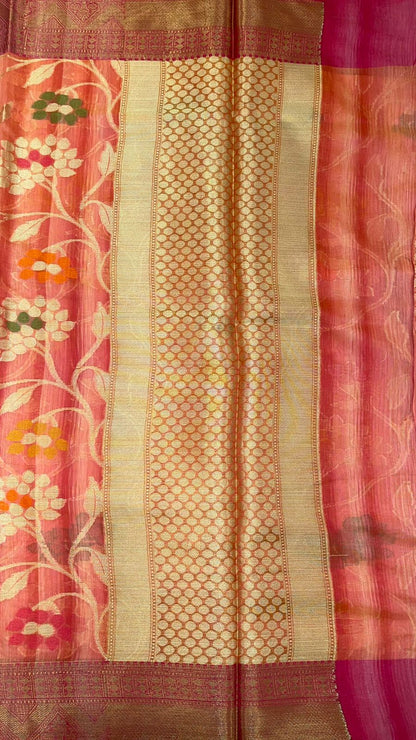 Pink Matka Silk Banarasi Sarees For Women GEMTKSLK_141