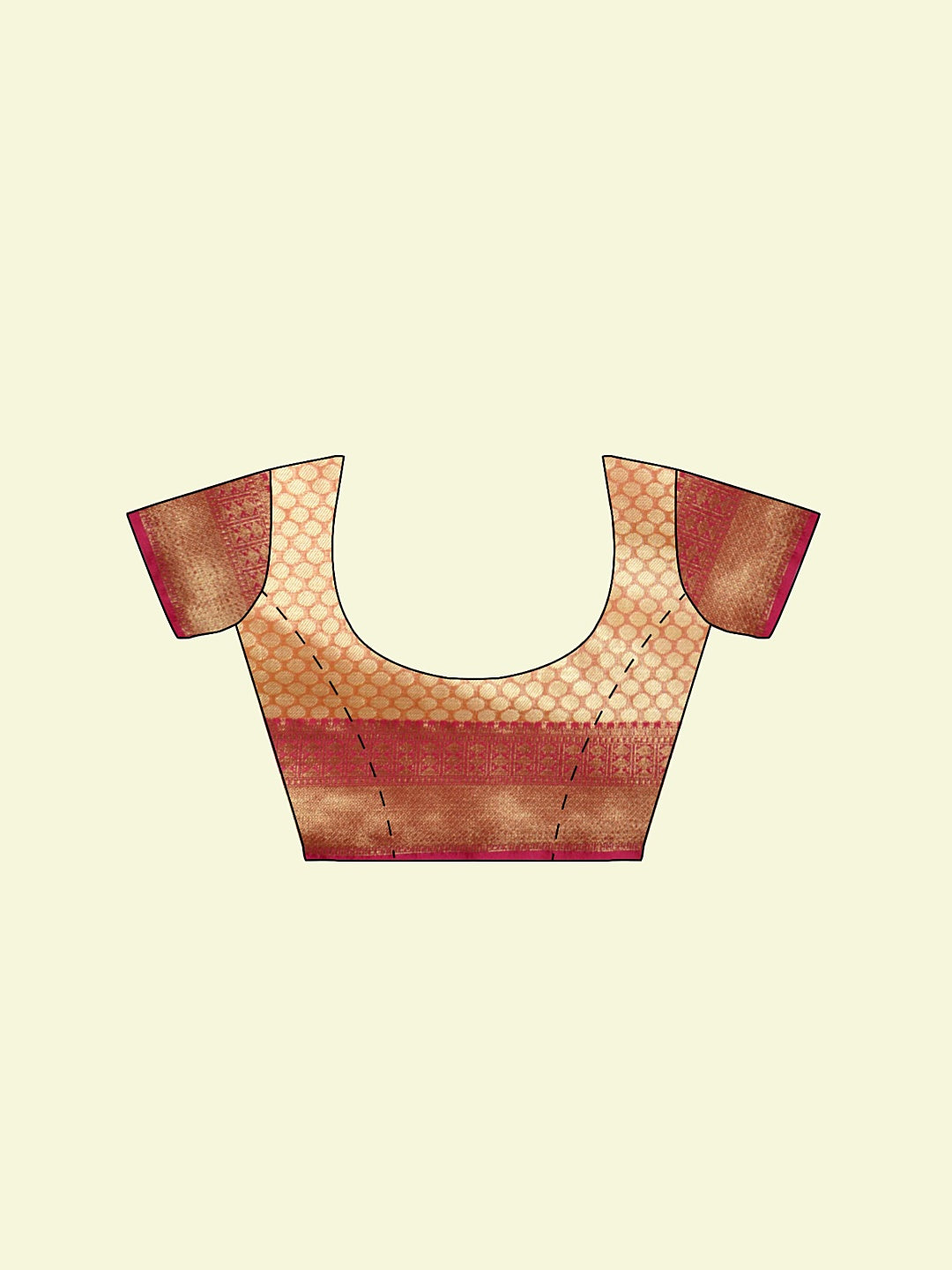 Faishana Presents Woven Peach Matka Silk Tilfi Jaal Zari Border With Orange Blouse Banarasi Saree
