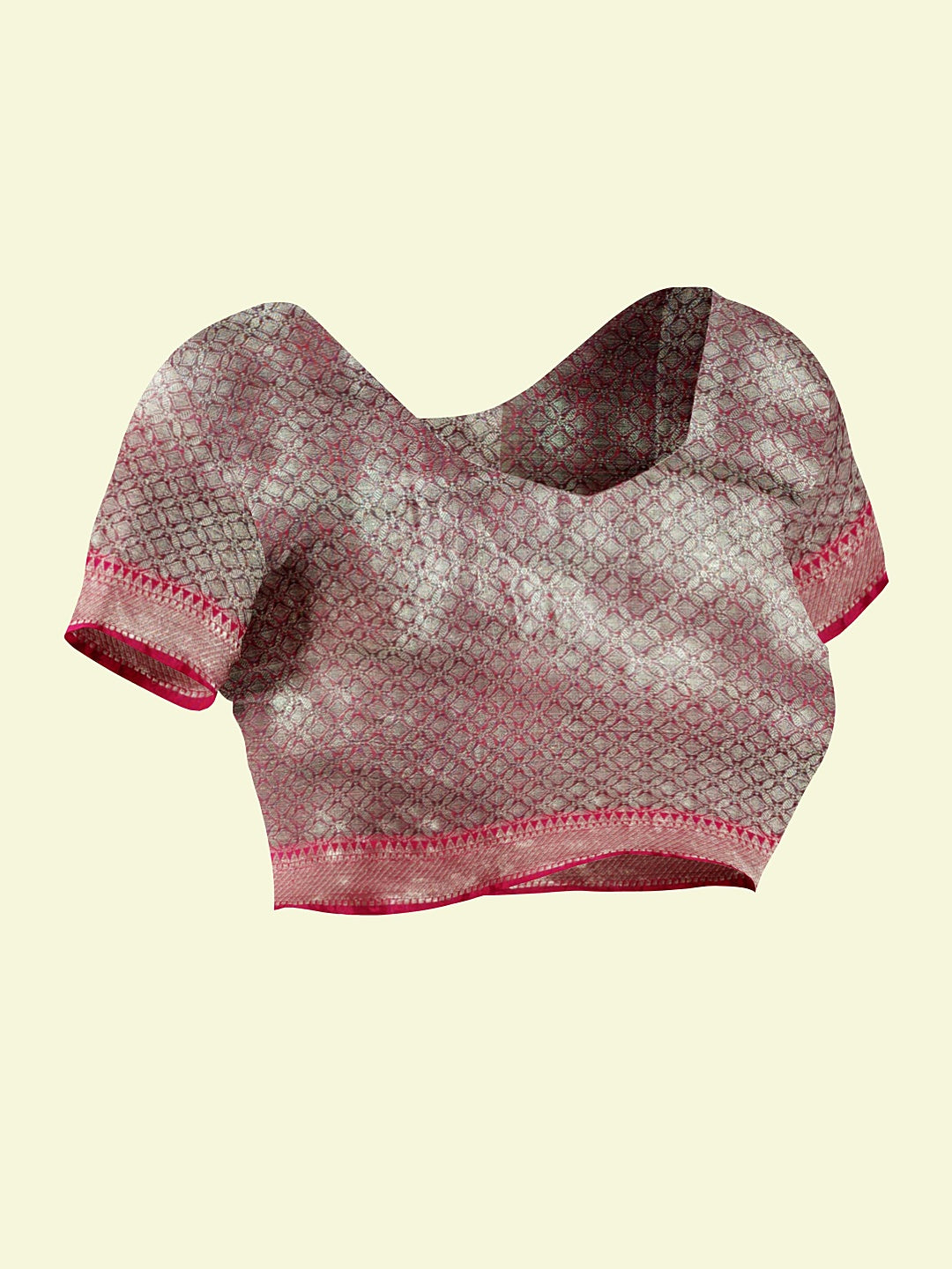 Faishana Presents Rust Matka Silk Floral Jaal Skirt Border With Pink Blouse Banarasi Saree