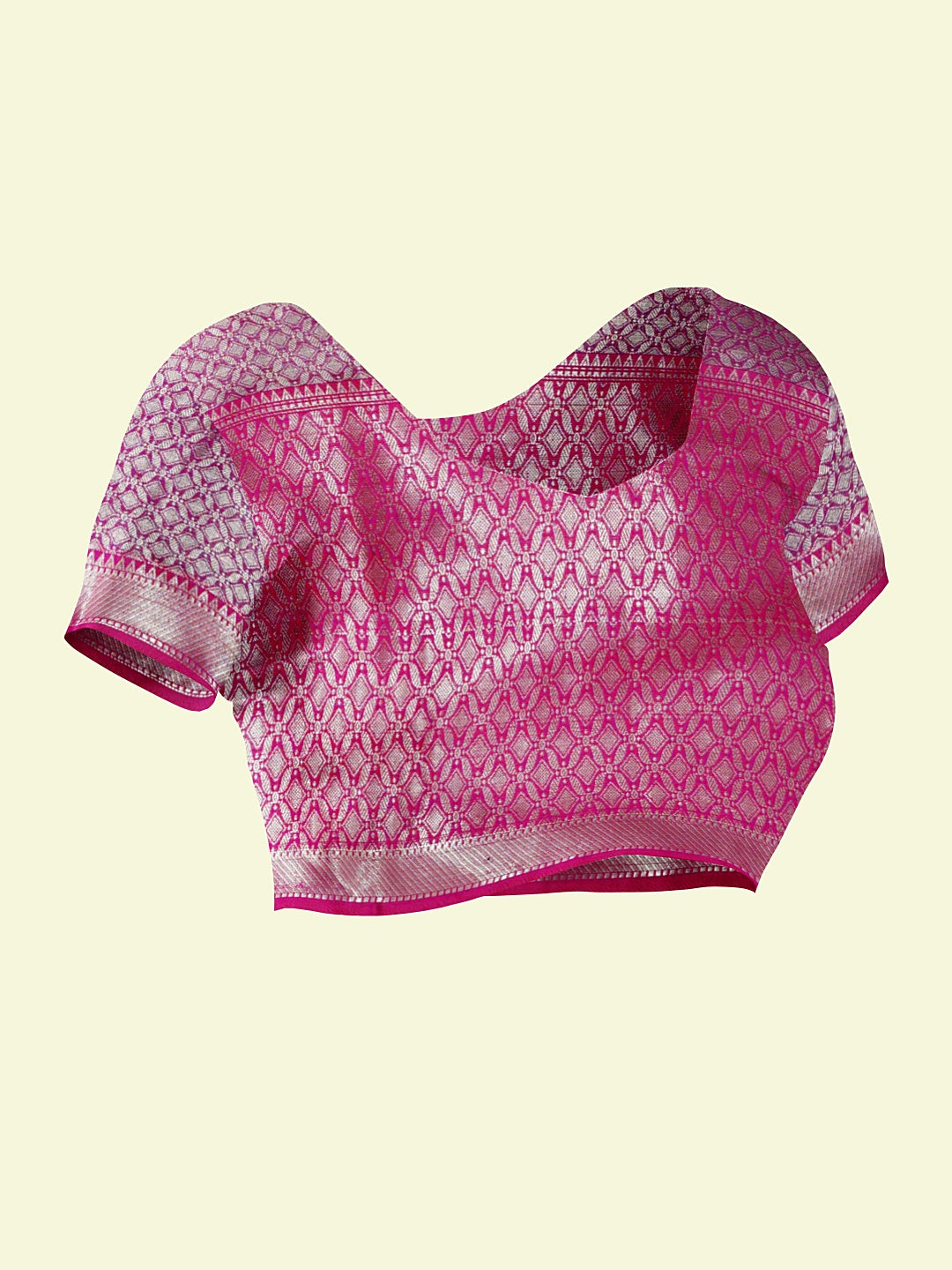Faishana Presents Magenta Matka Silk Floral Jaal Skirt Border With Pink Blouse Banarasi Saree