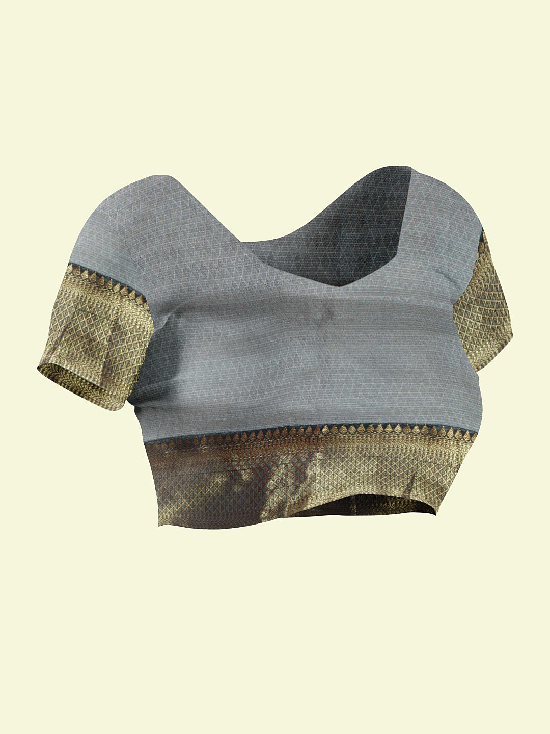 Faishana Presents Brown Matka Silk Boota Skirt Border With Grey Blouse Banarasi Saree