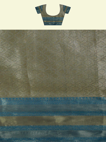 Faishana Presents Woven Pink Matka Silk Tilfi Jaal Skirt Border With Grey Blouse Banarasi Saree