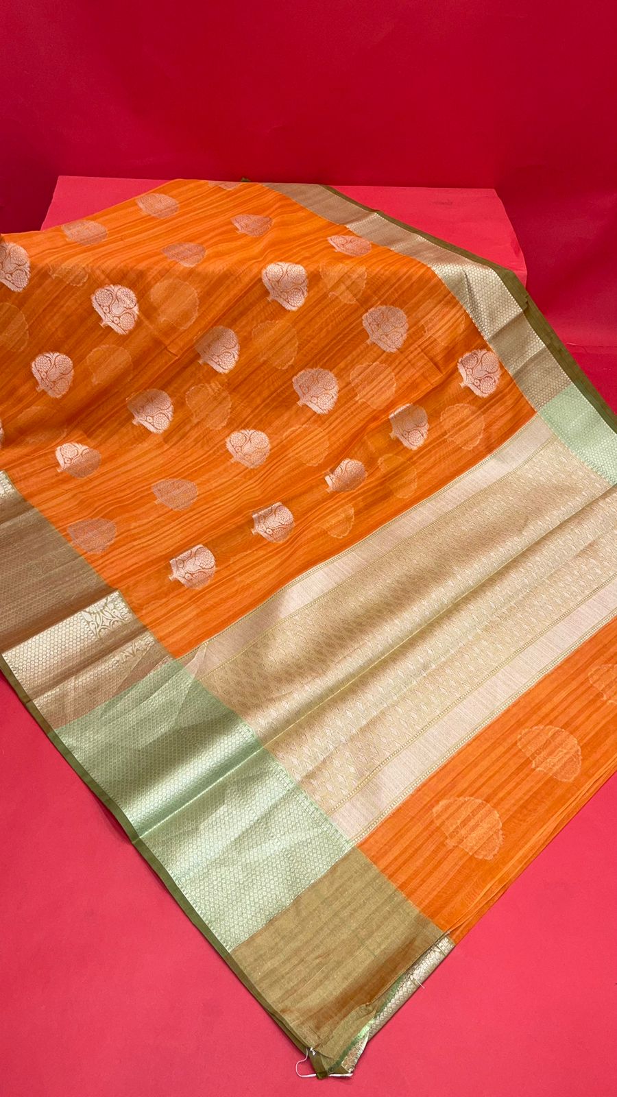 Orange Matka Silk Banarasi Sarees For Women GEMTKSLK_3