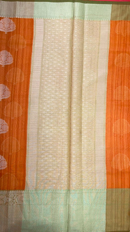 Orange Matka Silk Banarasi Sarees For Women GEMTKSLK_3