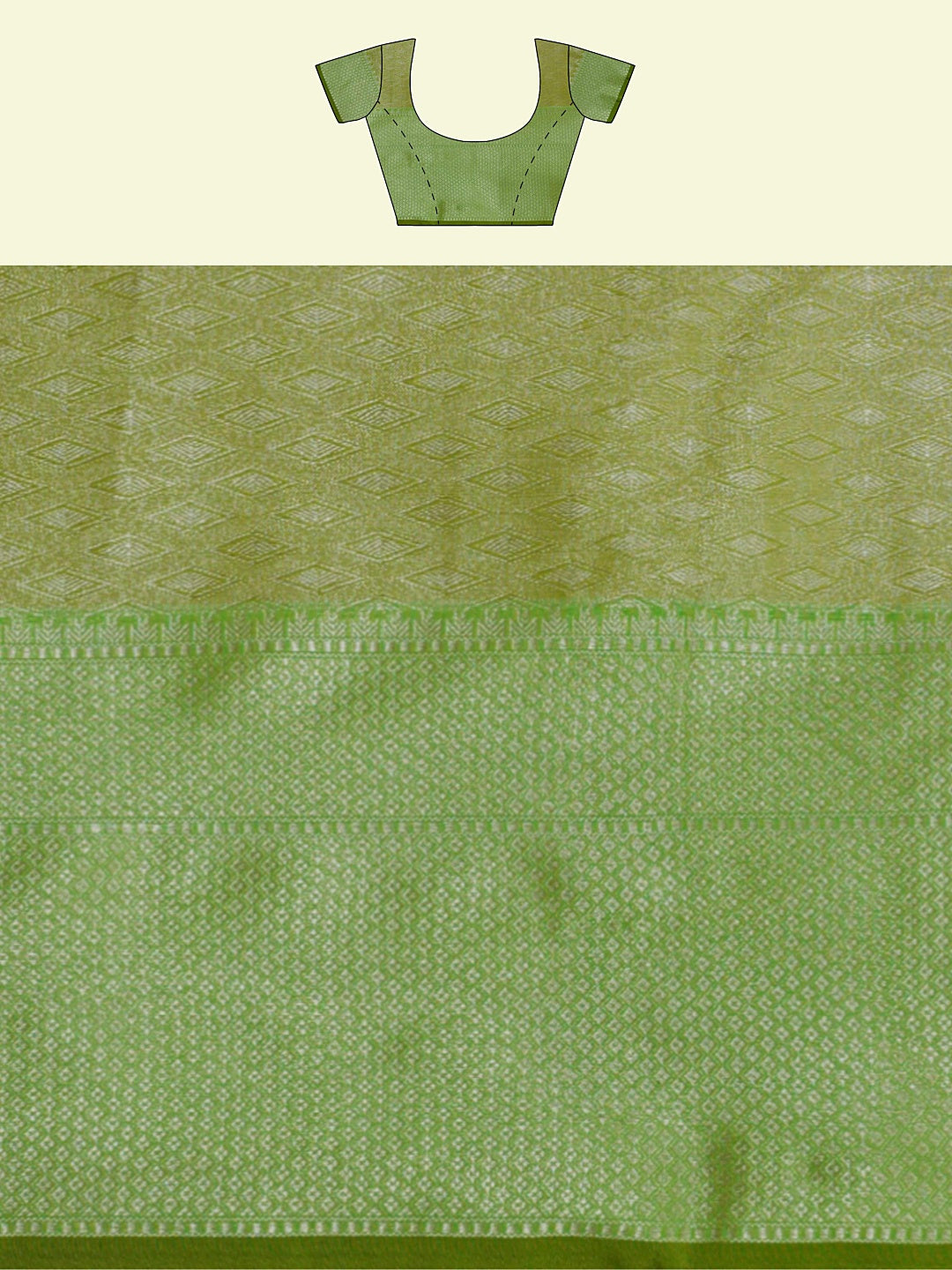 ishana Presents Woven Brown Matka Silk Boota Zari Border With Parrot Green Blouse Banarasi Saree