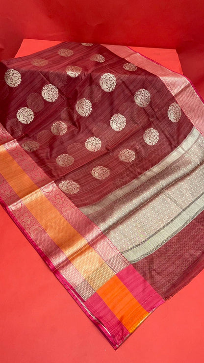 Pink Matka Silk Banarasi Sarees For Women GEMTKSLK_11