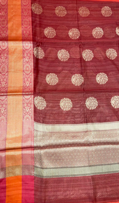 Pink Matka Silk Banarasi Sarees For Women GEMTKSLK_11