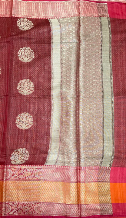 Pink Matka Silk Banarasi Sarees For Women GEMTKSLK_11