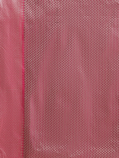 Faishana Presents Handwoven Grey Matka Silk Boota Skirt Border With Magenta Blouse Banarasi Saree