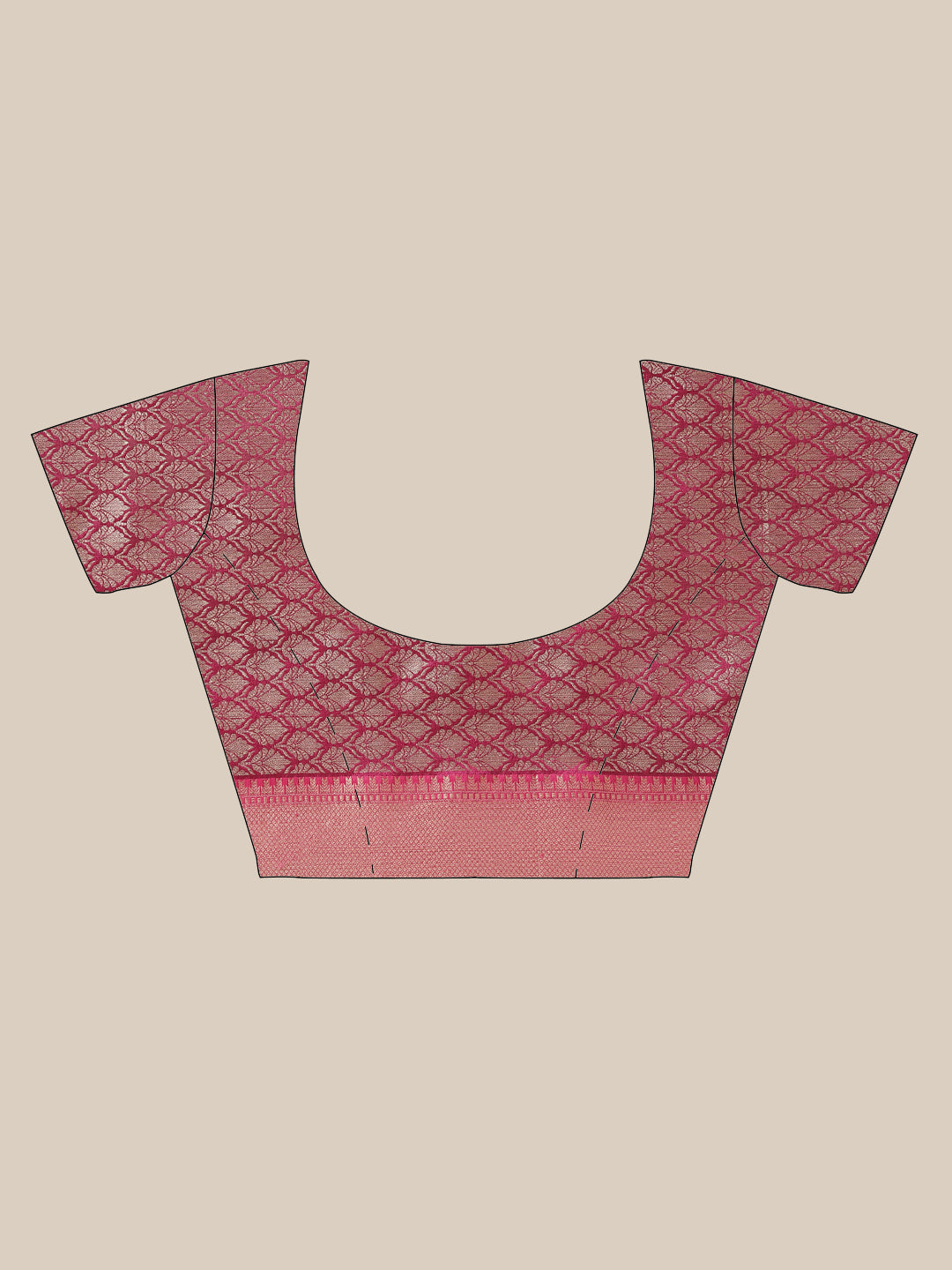 Faishana Presents Handwoven Brown Matka Silk Boota Tilfi Skirt Zari Border With Magenta Blouse Banarasi Saree