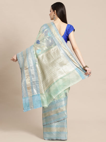 Turquoise Matka Silk Banarasi Sarees For Women GEMTKSLK_198
