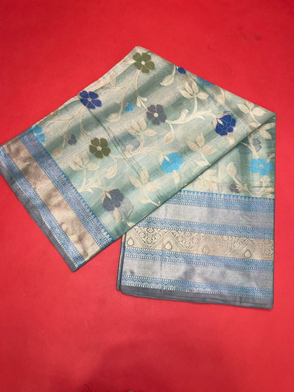 Turquoise Matka Silk Banarasi Sarees For Women GEMTKSLK_198