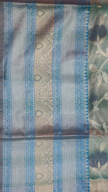 Turquoise Matka Silk Banarasi Sarees For Women GEMTKSLK_198