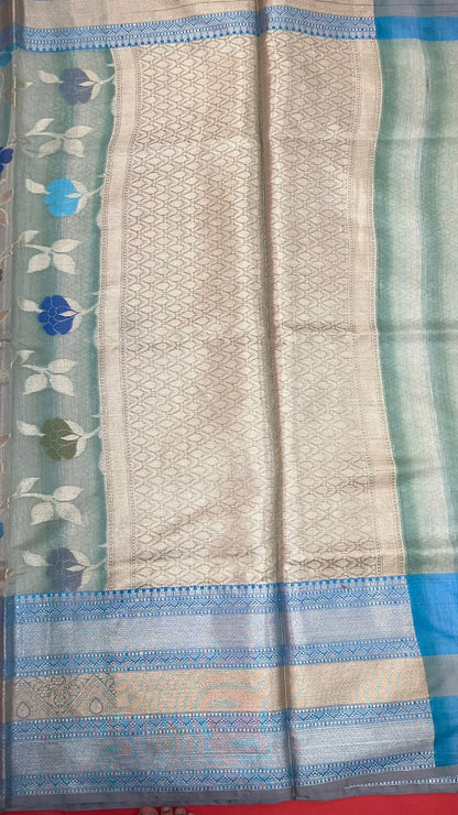 Grey Matka Silk Banarasi Sarees For Women GEMTKSLK_195