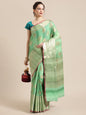 Faishana Presents Handwoven Green Matka Silk Boota Skirt Border With Green Blouse Banarasi Saree