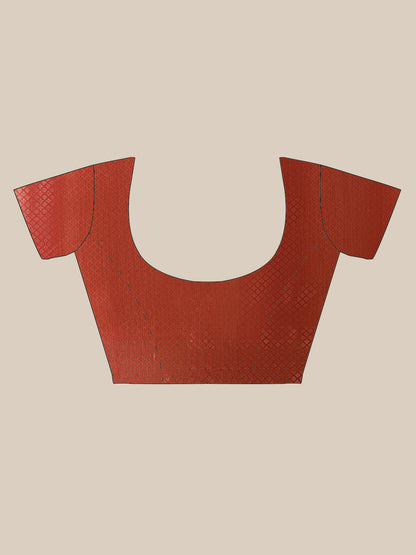 Faishana Presents Handwoven Red Matka Silk Boota Skirt Border With Red Blouse Banarasi Saree