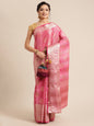 Faishana Presents Handwoven Pink Matka Silk Boota Skirt Border With Pink Blouse Banarasi Saree